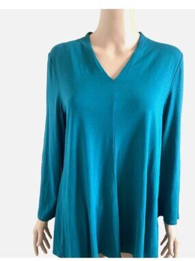EILEEN FISHER V Neck 3/4 Sleeve Tunic Top Medium - Excellent